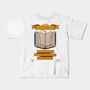 Book Simple Yet Powerful Line Art Illustration with Empty Banner Kids T-Shirt